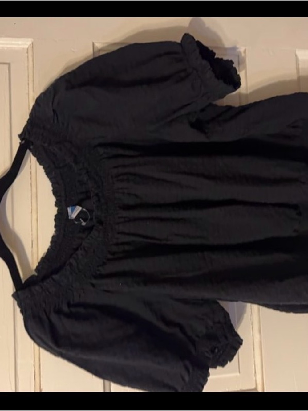 Old Navy Black Off-the-Shoulder Smocked Peasant Top